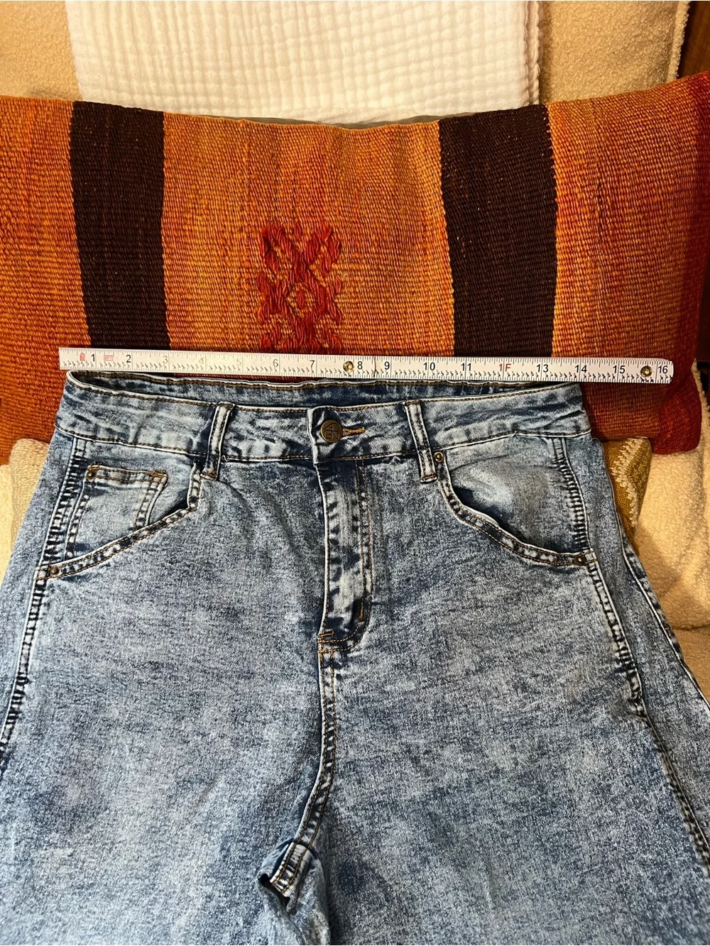 ADGN Acid Wash High Rise Tapered Jeans L NWOT